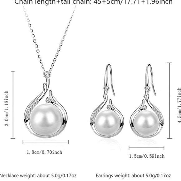 Pearl Jewelry Set for Women Adjustable Dainty Pearl Pendant - Picture 4 of 5